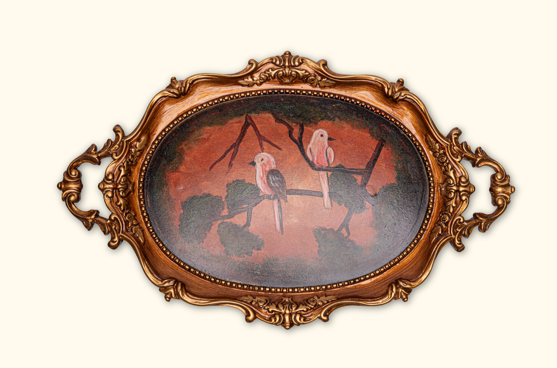 Twilight Perch – Hand Painted Ornate Tray