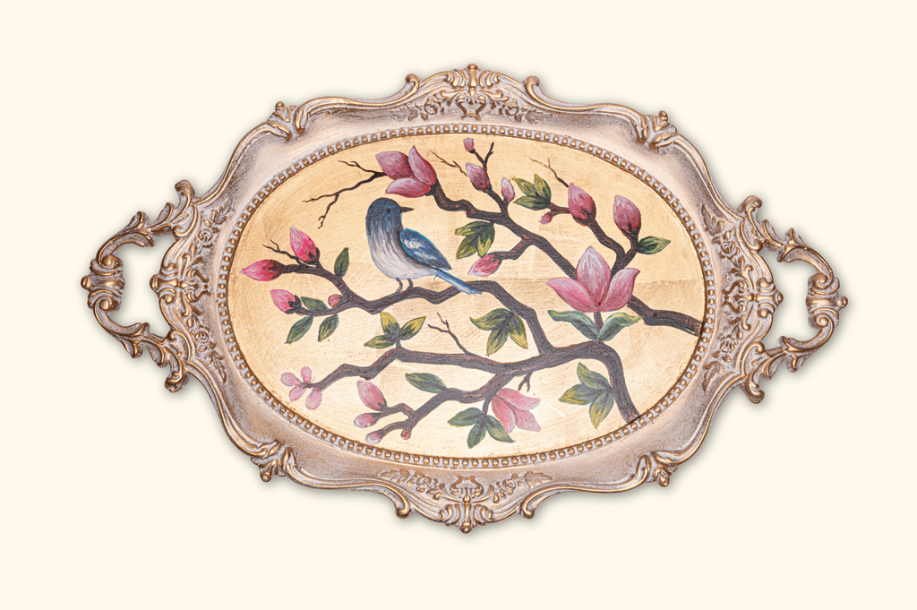 Whispers of Spring – Hand Painted Vintage Tray