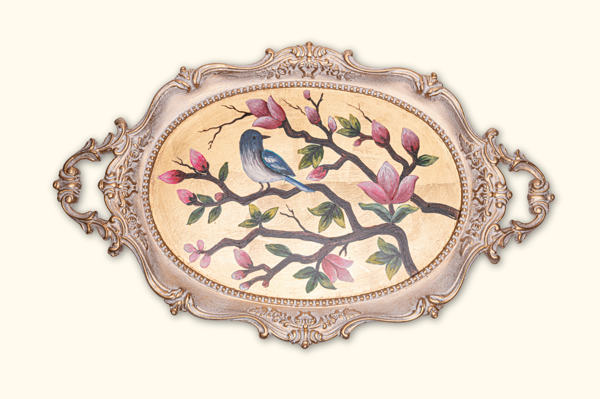 Whispers of Spring – Hand Painted Vintage Tray