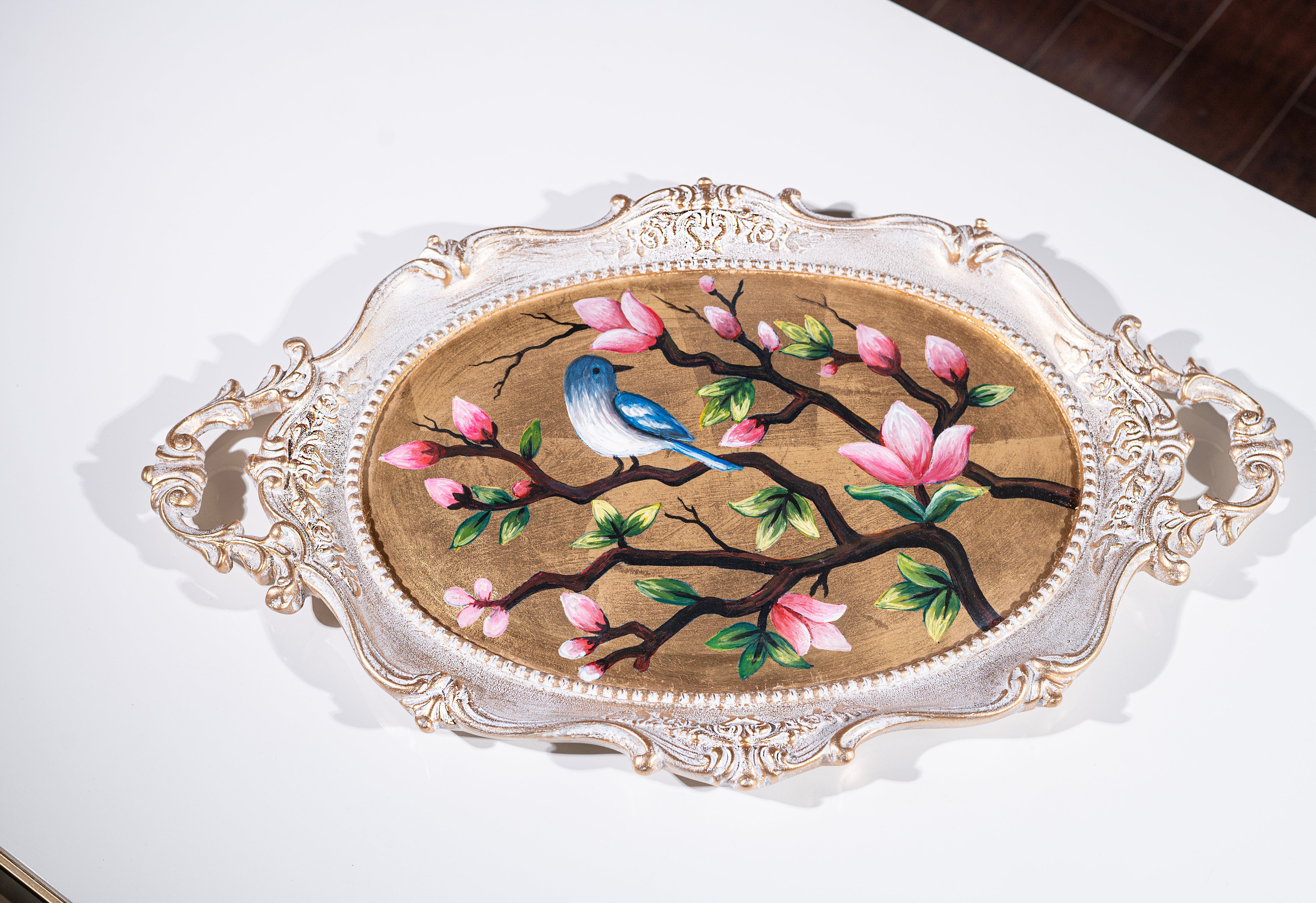 Whispers of Spring – Hand Painted Vintage Tray