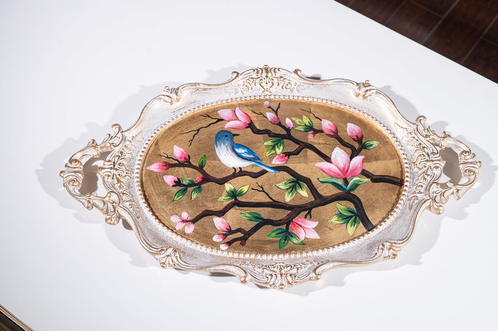 Whispers of Spring – Hand Painted Vintage Tray