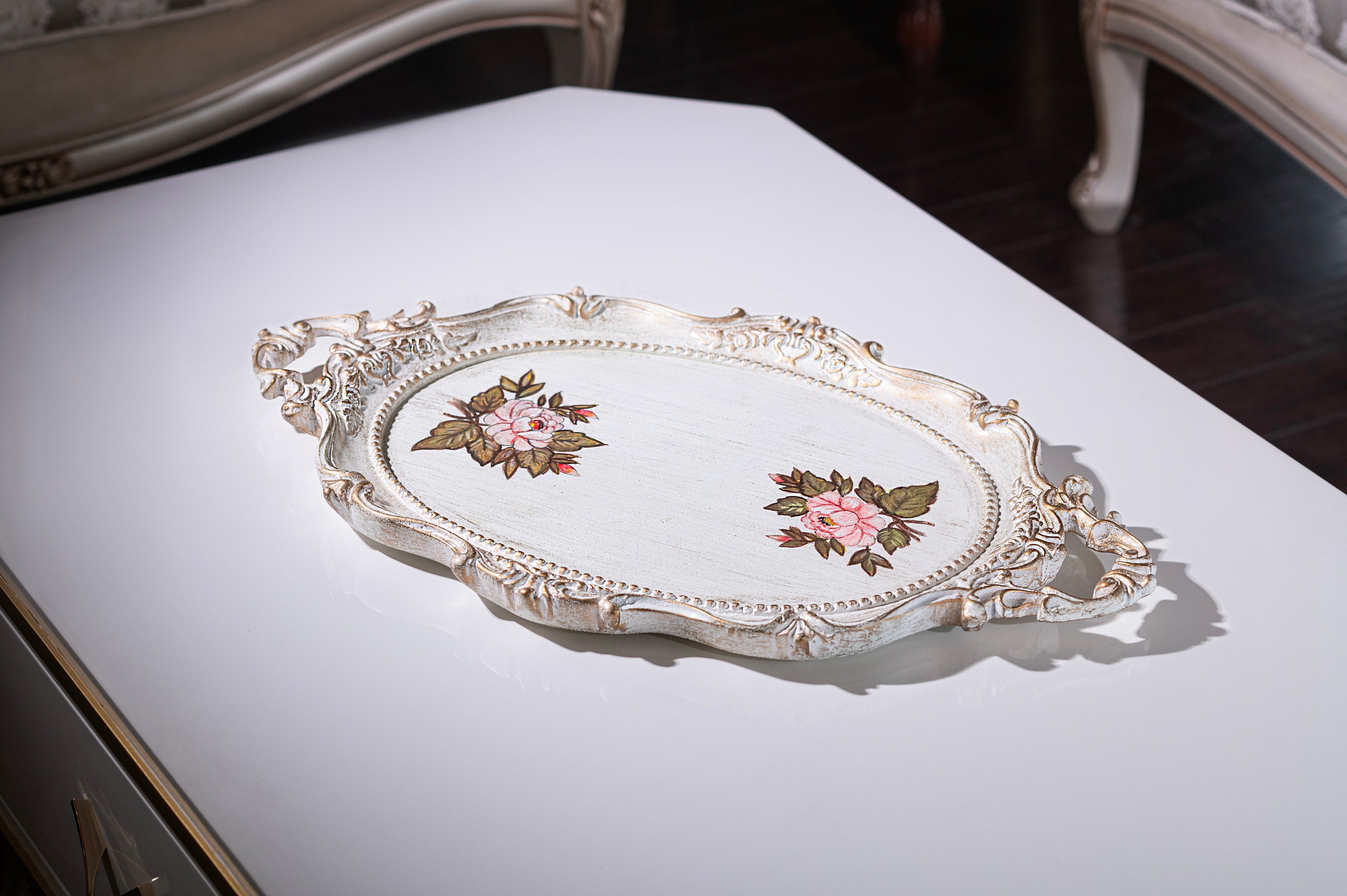 Rosette Charm – Vintage Floral Tray