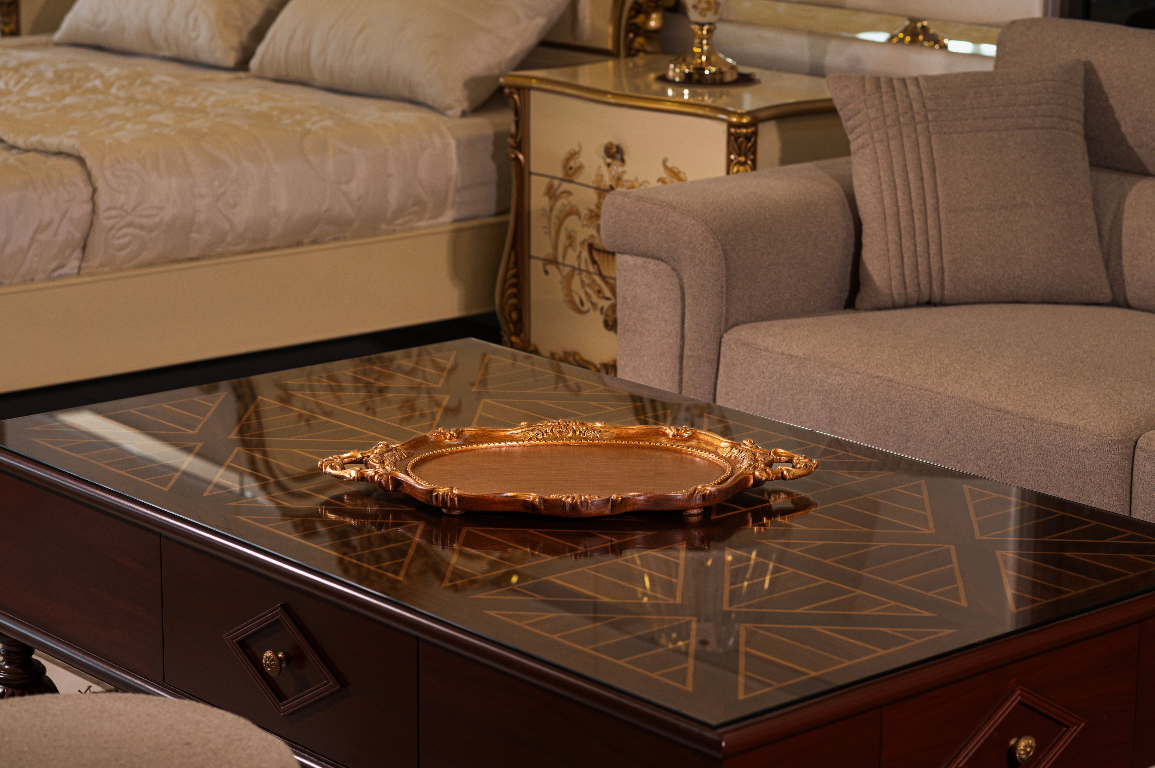 The Imperial Grace Tray - Antique Gold Serving Tray